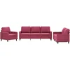 Image de vidaXL Ensemble de Canapés avec Coussins 3 pcs, Canapés avec Accoudoirs Rembourrés, Ensemble de Meubles Salle de Séjour, Moderne, Rouge Bordeaux Velours