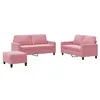 Image de vidaXL Ensemble de Canapés avec Coussins 3 pcs, Canapés avec Accoudoirs, Ensemble de Meubles avec Repose-Pieds Salon, Moderne, Rose Velours