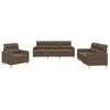 Image de vidaXL Ensemble de canapés 3 pcs avec Coussins Marron Tissu