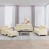 Image de vidaXL Ensemble de canapés 4 pcs avec coussins Crème Tissu