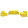 Image de vidaXL Ensemble de Canapés avec Coussins 3 pcs, Canapés avec Accoudoirs, Ensemble de Meubles, Mobilier de Salon, Moderne, Jaune Clair Tissu