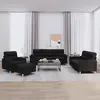 Image de vidaXL Ensemble de canapés 4 pcs avec coussins noir tissu