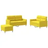 Image de vidaXL Ensemble de Canapés avec Coussins 3 pcs, Canapés avec Accoudoirs, Ensemble de Meubles avec Repose-Pieds Salon, Moderne, Jaune Clair Tissu