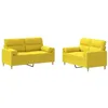 Image de vidaXL Ensemble de Canapés avec Coussins 2 pcs, Canapés avec Accoudoirs, Ensemble de Meubles, Mobilier de Salon, Moderne, Jaune Clair Tissu