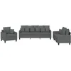 Image de vidaXL Ensemble de Canapés avec Coussins 3 pcs, Canapés avec Accoudoirs, Ensemble de Meubles, Mobilier de Salon, Moderne, Gris Foncé Tissu