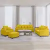 Image de vidaXL Ensemble de canapés 4 pcs avec coussins Jaune Velours