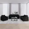 Image de vidaXL Ensemble de canapés 3 pcs avec coussins Noir Tissu