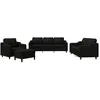 Image de vidaXL Ensemble de Canapés avec Coussins 4 pcs, Canapés avec Accoudoirs et Dossier, Ensemble de Meubles avec Repose-Pied Salon, Moderne, Noir Tissu