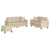 Image de vidaXL Ensemble de Canapés avec Coussins 3 pcs, Canapés avec Accoudoirs et Dossier, Ensemble de Meubles avec Repose-Pied Salon, Moderne, Crème Tissu Microfibre