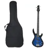 Image de vidaXL Guitare Basse Électrique de Débutants Sac, Instrument de Musique pour Débutants avec Ceinture, Guitare avec Housse, Bleu et Noir 4/4 46"