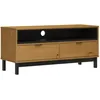 Image de vidaXL Meuble TV FLAM 110x40x50 cm Bois Massif de pin, Banc TV, Meuble télé, Meuble multimédia, Buffet TV, Meuble HiFi, Centre de Divertissement