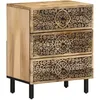 Image de vidaXL Table de Chevet, Armoire de Nuit avec Tiroirs, Table de Télévision, Meuble de Rangement Chambre, Rétro, Bois de Manguier Massif