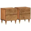 Image de vidaXL Tables de Chevet 2 pcs 40x33x46 cm Bois de manguier Solide, Armoire, Armoire latérale, Support de téléphone, Table de Chevet