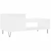 Image de vidaXL Table Basse, Table d'Appoint avec 2 Compartiments et Porte, Bout de Canapé avec Pieds Salle de Séjour, Moderne, Blanc Bois d'Ingénierie