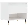 Image de vidaXL Table Basse, Table d'Appoint avec Compartiment et Tiroir, Bout de Canapé avec Pieds Salle de Séjour, Moderne, Blanc Brillant Bois d'Ingénierie