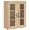 Image de vidaXL Armoire Murale, Placard avec 3 Compartiments et Poignées, Meuble de Rangement, Organisateur de Salon Bureau, Chêne Sonoma Bois d'Ingénierie