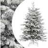 Image de vidaXL Sapin de Noël Artificiel à Charnières avec Neige Floquée, Arbre de Noël avec Support, Décoration de Fête Vacance Maison Intérieur, 120 cm