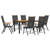 Image de vidaXL Ensemble à Manger de Jardin 7 pcs Noir et Marron Aluminium, Ensemble de Salle à Manger d'extérieur, Ensemble de Meubles d'extérieur, Ensemble à dîner de Jardin