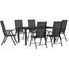 Image de Ensemble à manger de jardin 7 pcs noir aluminium