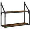 Image de vidaXL Étagère Murale 2 Niveaux, Bibliothèque Suspendue, Armoire à Livres Flottante, Meuble de Rangement Salon Bureau Maison Intérieur, Moderne, Chêne Fumé