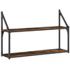 Image de Étagère murale 2 niveaux chêne fumé 80x21x51 cm bois ingénierie