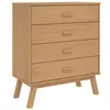 Image de vidaXL Armoire à Tiroirs, Commode avec Pieds, Meuble de Rangement, Organisateur de Salon Salle de Séjour, Moderne, Marron Bois de Pin Solide