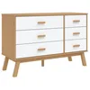 Image de vidaXL Armoire à tiroirs Olden Blanc et Marron Bois de pin Solide