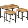 Image de vidaXL Tables basses gigognes 3pcs bois de manguier massif brut et fer