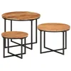 Image de Tables basses gigognes 3 pcs bois massif d acacia et fer