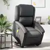 Image de vidaXL Fauteuil inclinable de massage noir cuir véritable