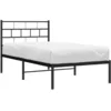 Image de vidaXL Cadre de lit métal sans Matelas avec tête de lit Noir 100x190cm