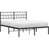Image de vidaXL Cadre de Lit avec Tête de Lit, Lit Double avec Sommier à Lattes, Lit Adulte avec Rangement, Meuble de Chambre, Moderne, Noir 135x190 cm Métal
