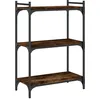 Image de vidaXL Bibliothèque à 3 Niveaux, Étagère à Livres avec Pieds Réglables, Meuble de Rangement Bureau Salon, Industriel, Chêne Fumé Bois d'Ingénierie