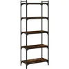 Image de vidaXL Bibliothèque à 5 Niveaux, Étagère à Livres avec Pieds Réglables, Meuble à Livres avec Rangement Salon, Industriel, Chêne Fumé Bois d'Ingénierie
