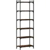 Image de vidaXL Bibliothèque à 6 Niveaux, Étagère à Livres avec Pieds Réglables, Meuble à Livres avec Rangement Salon, Industriel, Chêne Fumé Bois d'Ingénierie