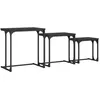 Image de vidaXL Tables Console Gigognes 3 pcs, Bouts de Canapé, Tables d'Appoint, Meubles de Salon Entrée Couloir, Industriel, Noir Bois d'Ingénierie