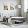 Image de vidaXL Cadre de lit métal sans matelas et tête de lit blanc 135x190 cm