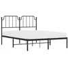 Image de vidaXL Cadre de Lit Métal avec Tête de Lit, Lit Double avec Sommier à Lattes, Lit Adulte avec Pied, Meuble de Chambre à Coucher, Noir 135x190 cm