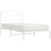 Image de vidaXL Cadre de Lit Métal avec Tête de Lit, Lit Simple avec Sommier à Lattes, Lit Adulte avec Pied, Meuble de Chambre à Coucher, Blanc 100x190 cm