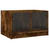 Image de vidaXL Table Basse avec Portes en Verre, Bout de Canapé avec Rangement, Table d'Appoint Salon Salle de Séjour Intérieur, Moderne, Chêne Fumé