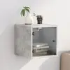Image de vidaXL Table de chevet avec porte en verre gris béton 35x37x35 cm