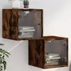 Image de vidaXL Tables de chevet et portes vitrées 2 pcs chêne fumé 35x37x35 cm