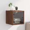 Image de vidaXL Table de chevet avec porte en verre chêne marron 35x37x35 cm