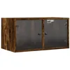 Image de vidaXL Armoire Murale avec Portes en Verre, Meuble de Rangement Suspendu avec Compartiment, Organisateur de Maison Salle de Séjour Intérieur, Moderne, Chêne Fumé