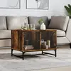 Image de vidaXL Table basse avec portes en verre chêne fumé 68,5x50x50 cm
