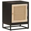 Image de vidaXL Table de Chevet, Armoire de Chevet avec Pieds, Table de Nuit, Meuble de Rangement Chambre à Coucher, Noir Bois Massif Manguier et Fer