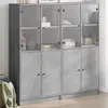 Image de vidaXL Bibliothèque avec portes gris béton 136x37x142 cm