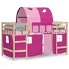 Image de vidaXL Lit Mezzanine Enfants avec Tunnel, Lit Surélevé pour Enfants avec Échelle, Meuble de Rangement Chambre, Moderne, Rose 80x200 cm Bois Pin Massif