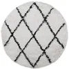 Image de vidaXL Tapis Shaggy à Poils Longs, Moquette de Sol, Tapis de Zone, Carpette de Salon Salle de Séjour Chambre, Moderne, Crème et Noir Ø 100 cm