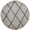 Image de vidaXL Tapis Shaggy à Poils Longs, Moquette de Sol, Tapis de Zone, Carpette de Salon Salle de Séjour Chambre, Moderne, Beige et Anthracite Ø 80 cm